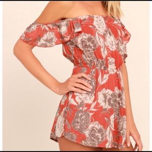 Floral Off The Shoulder Romper (Lulus) XS